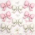8Pcs Pink White Bow Foil Balloons, 21Inch Pink and White Bow Shaped Balloons by Hapmori