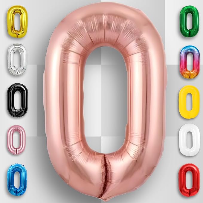 Rose Gold Number Balloon 0 Mylar Foil Macaron Balloons 16 inch - Image 5