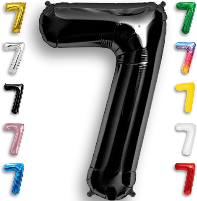 Black Number Balloon 7 Mylar Foil Balloons 16 inch Small by Unknown