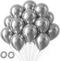 Voircoloria 105pcs Metallic Silver Party Latex Balloons, 12inch | by Voircoloria