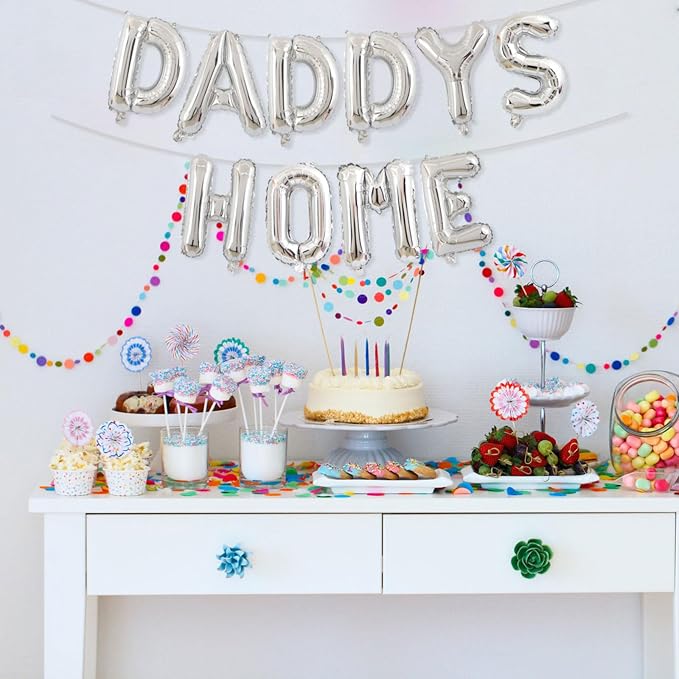 2 Set 20Pcs Silver DADDYS HOME Letter Balloons 16in Balloon Foil Letter - Image 7