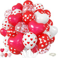 Red and White Heart Balloons, Mothers Day Balloons Heart Shaped Confetti Latex by Paeyeq