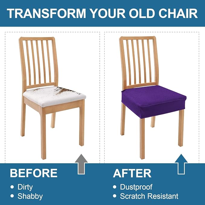 Smiry Waterproof Seat Covers for Dining Room Chairs, No Rear Covers | Stretch - Image 7