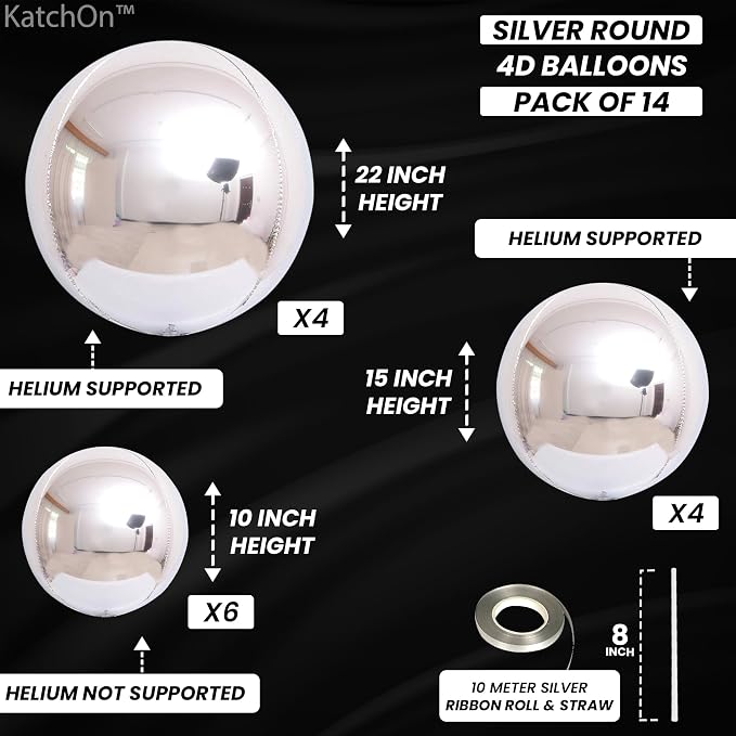 KatchOn Metallic Silver Balloons - Image 2