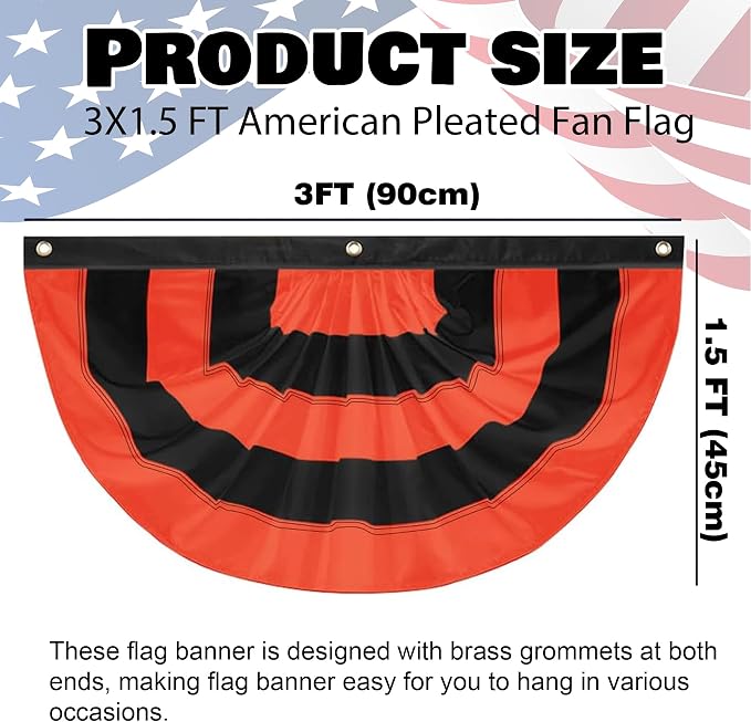2PCS Halloween Bunting Flag 1.5x3FT Fully Sewn Orange & Black 5 Stripe - Image 2