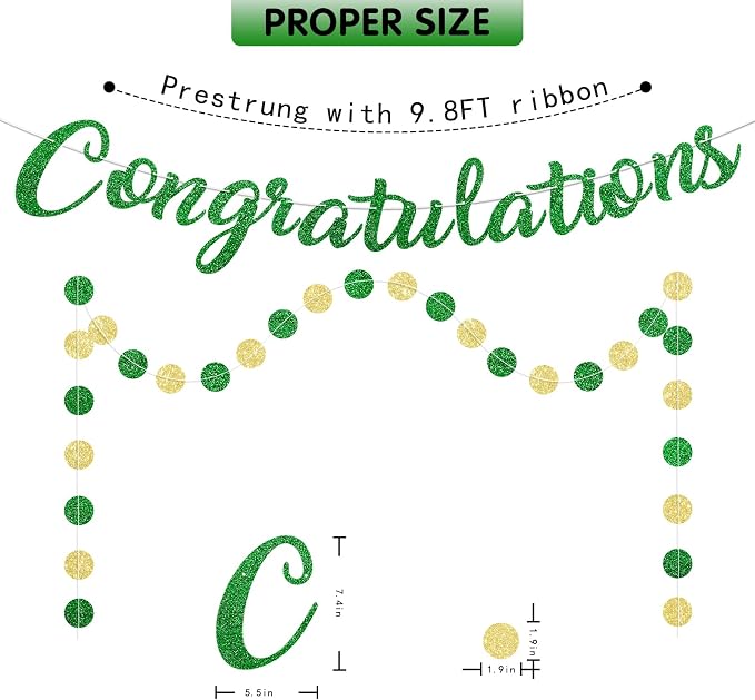 Green Congratulations Banner Sign Prestrung Congrats Banner Garland - Image 4