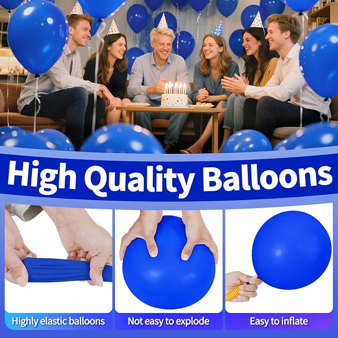 Blue Balloon 110pcs, 12 Inch Thickened Latex Party Balloons Helium Bright Color - Image 5