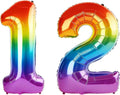 40 Inch Number 12 Balloons for 12th Birthday Party Decorations, 0-100 Rainbow by FOBELEC