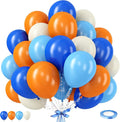 Orange and Blue Balloons, 12 Inch Orange and Dark Light Blue Latex Balloons by TAOYE