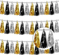 3P Black Gold Silver Tassel Banner Garland Metallic Foil Fringe Banner Tinsel by FENGNIAN
