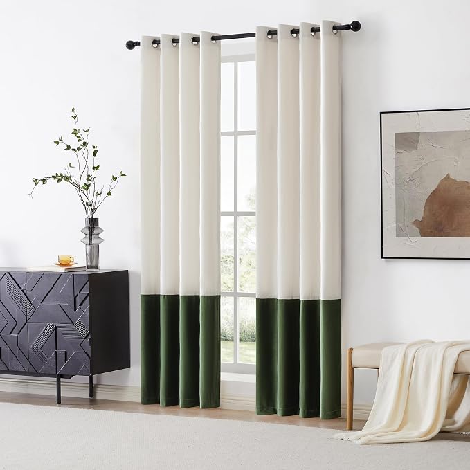 BULBUL Luxury Ivory Green Curtains 84 inches - Image 7