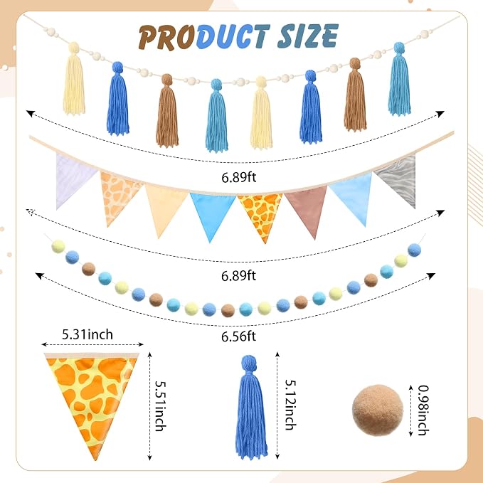 Hahafelt 4 Pcs Baby Shower Party Decoration Kit Pennant Bunting Banner Tassel - Image 2