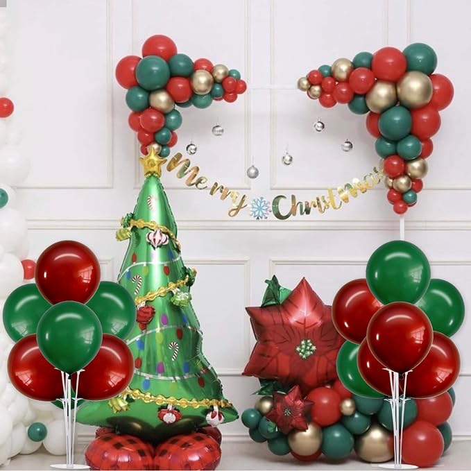 TONIFUL 4 Set Dark Red Green Balloon Stand Balloon Centerpiece - Image 4