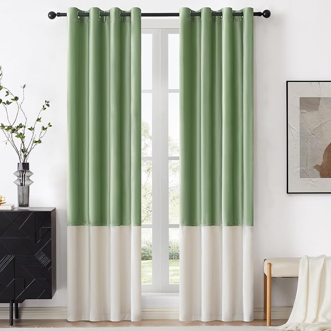 BULBUL Luxury Color Block Velvet Curtains 90 inch by ModernShinyVelvetCurtains