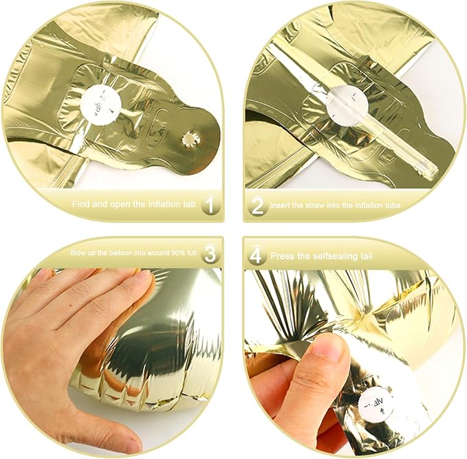 Light Gold Number 4 Balloon 40 inch, Balloon numbers party supplies, deco photo - Image 2