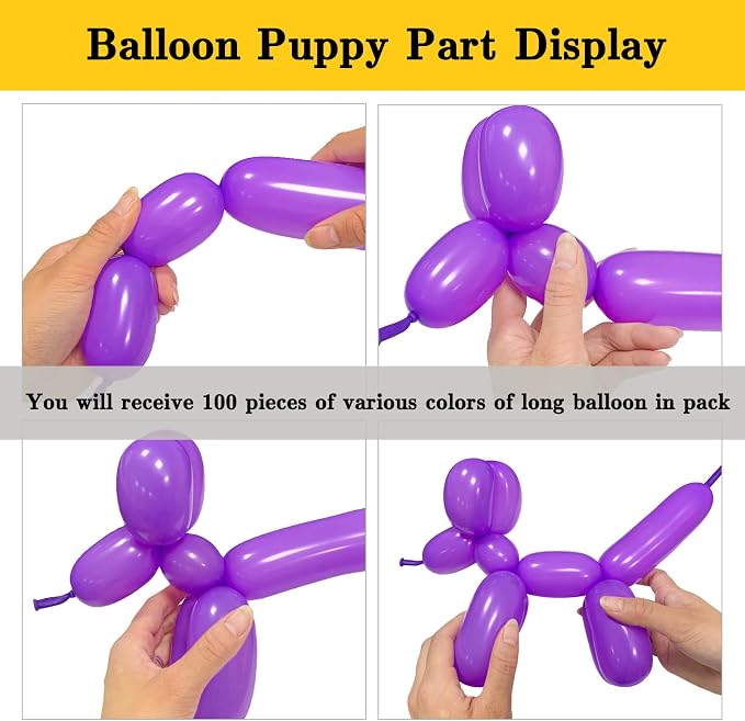 Purple 260 long Balloons 100 Pack Purple Modeling Long Magic Balloons - Image 4