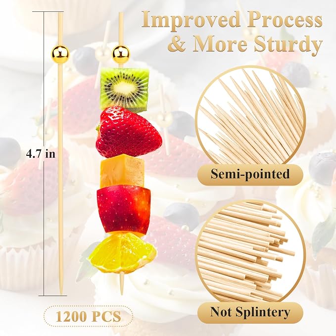 FATLODA 1200PCS Cocktail Picks, Wooden Garnish Sticks, Charcuterie Boards - Image 3