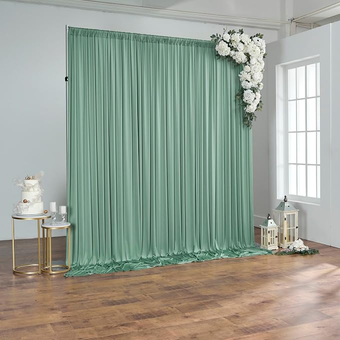 10 ft x 40 ft Sage Green Backdrop Curtains - Image 5