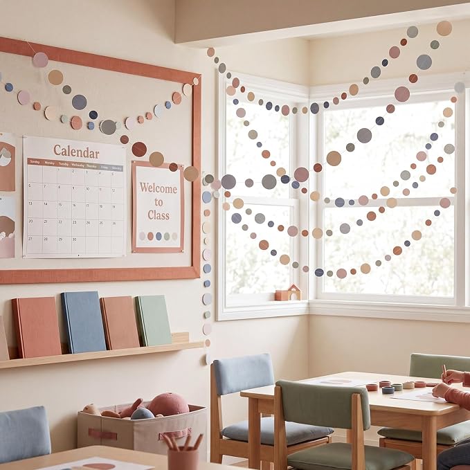 Outus 10 Pieces Colorful Circle Garland Banner Hanging Paper Dot Decorations - Image 4