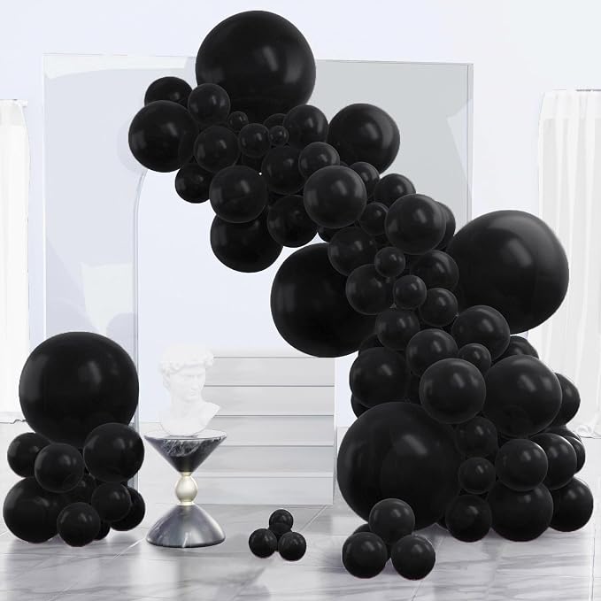 PartyWoo Black Balloons 140pcs Different Sizes of 18 12 10 5 Inch | Balloons by PartyWoo