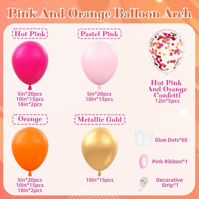 Pink and Orange Balloon Arch Kit - Image 2