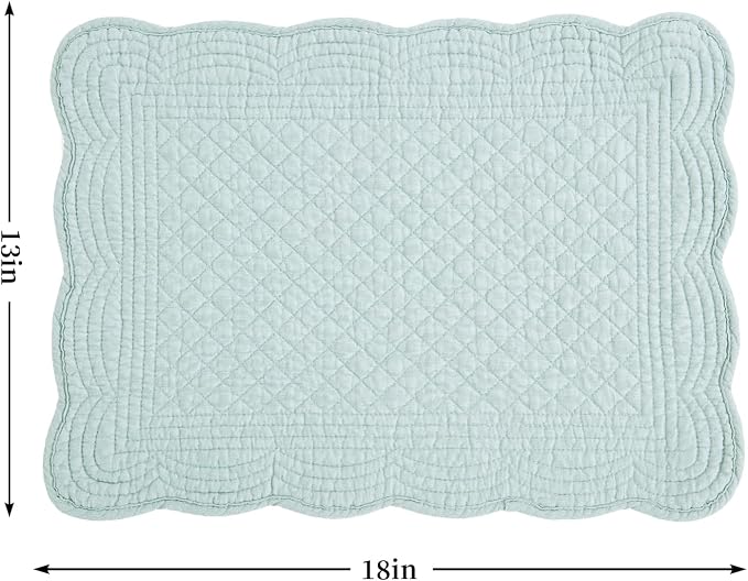 HOMBYS Quilted Placemats Set of 6 Washable-13x18 inches Rectangular Placemats - Image 2