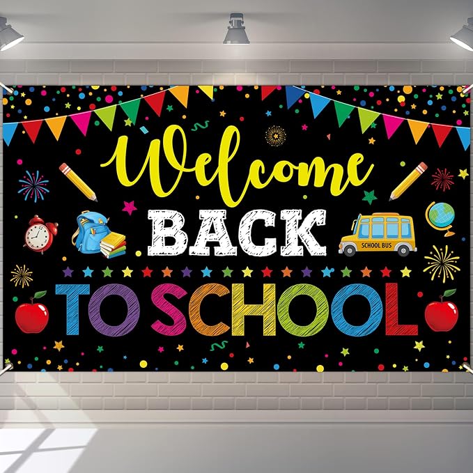 Welcome Back to School Backdrop, 72 x 44 Inch First Day of School Banner | by AcpopbM