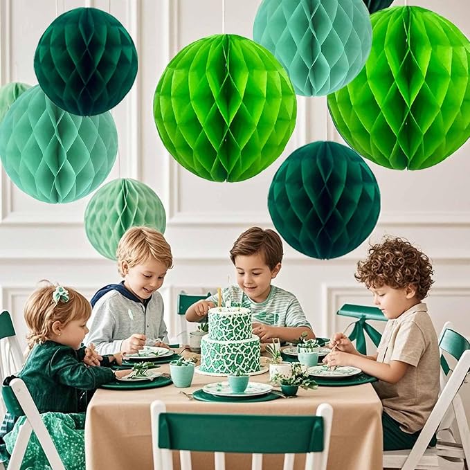 Green Paper Honeycomb Flower Balls-12 Pcs 6" 10" Tissue Pompoms They are - Image 3