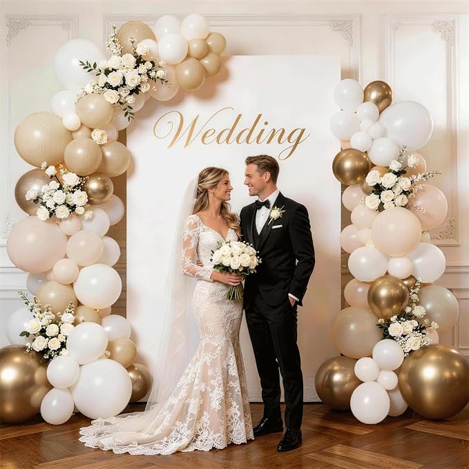 White and Gold Balloon Arch Kit - Image 7