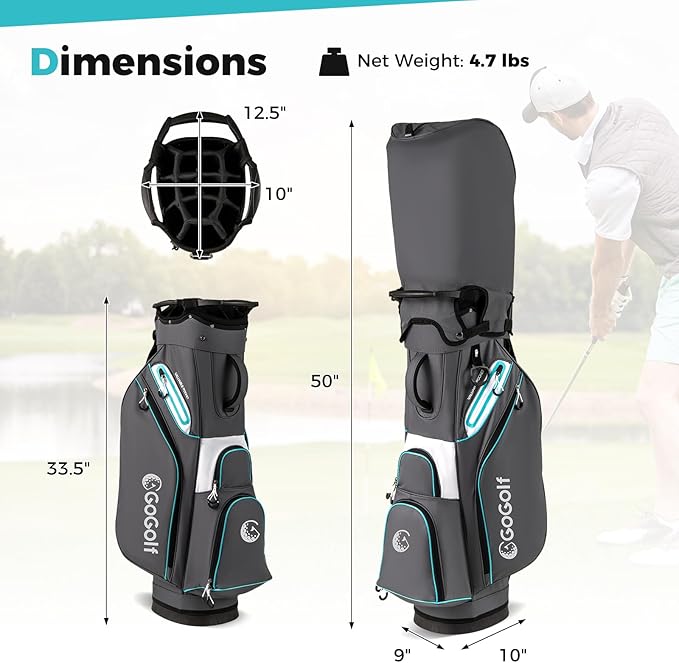 Tangkula Golf Cart Bag, Lightweight Golf Bag with 14-Way Divider Top, Portable Golf Club Organizer Bag with Cooler Pocket, Adjustable Shoulder Strap, Rain Hood & Umbrella Holder for Men & Women