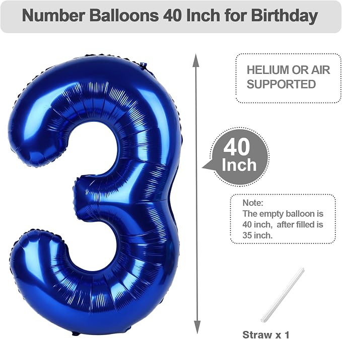 Numbers 2 Balloon 40Inch Navy Blue Balloons - Image 5
