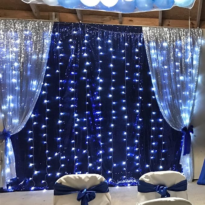Poise3EHome 6FT x 8FT Navy Blue Sequin Photography Backdrop Curtain - Image 3
