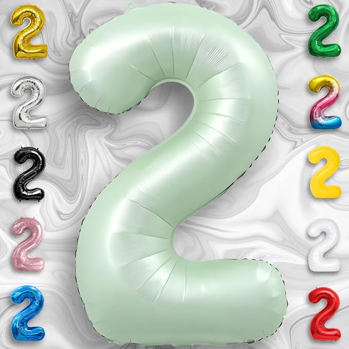 Green Number Balloon 2 Mylar Foil Balloons 32 inch - Image 6