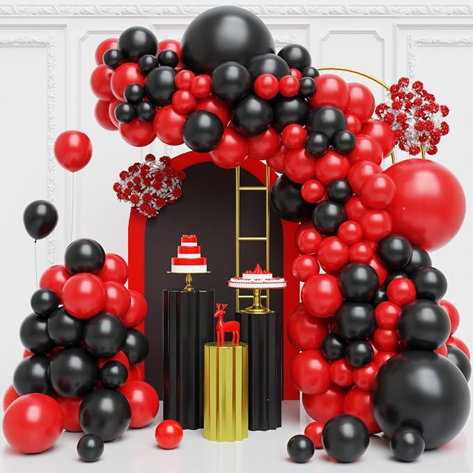 Red and Black Balloons Arch Kit by FQZYLCH