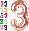 Rose Gold Number 3 Balloon 40 inch, Balloon numbers party supplies, deco photo by Upgesy