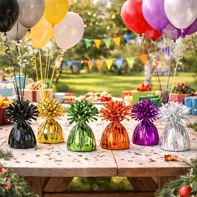 Metallic Plastic Wrapped Balloon Weights Party Decorations 12 Pcs - Image 2