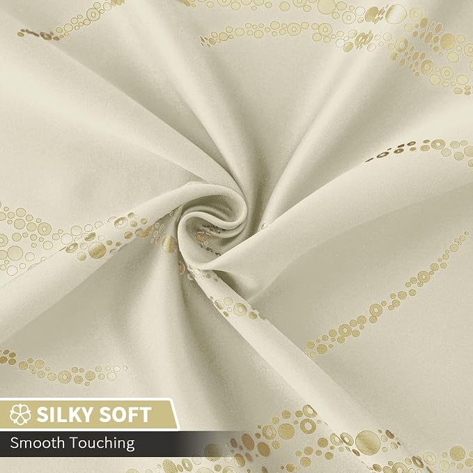 Yakamok Cream Light Blocking Curtains 72 Inches Long Gold Print Wide 42" | Gold - Image 5