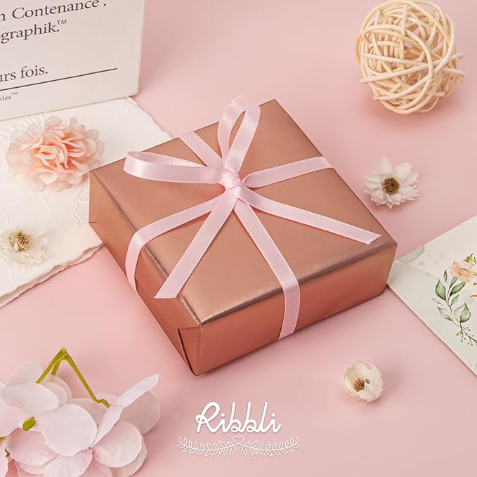 Ribbli Light Pink Satin Ribbon, Double Faced Satin 1/4 inch x Continuous 50 - Image 2