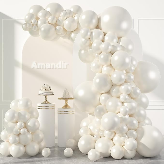 Amandir 153pcs Pearl White Balloons Arch Garland Kit Different Sizes | 18 12 10 by Amandir