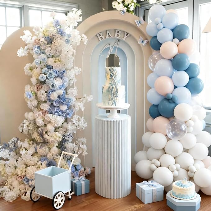 FunHot Dusty Blue Balloons, 12 Inch Ivory Transparent Helium Balloons - Image 7