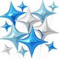 Blue Silver Star Balloons, 26Inch and 10Inch Blue Silver Quadrangle Helium by Adorely