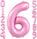 Pastel Pink 6 Balloon, Light Pink 6 Balloons Number, 40 Inch Helium Foil Mylar by BBPOOL
