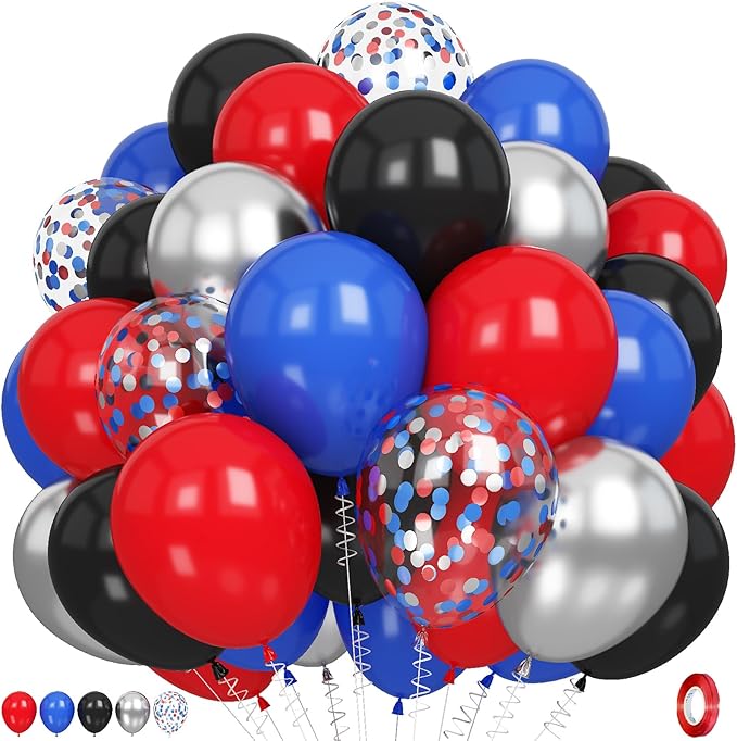 Red Blue Silver Balloons by Paeyeq