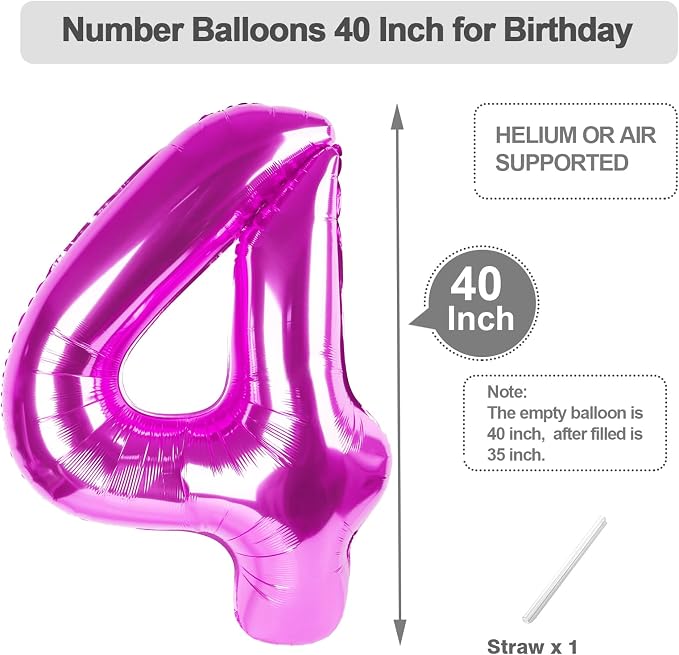 Number Balloons 40 Inch Rose Purple 3 Balloon - Image 5