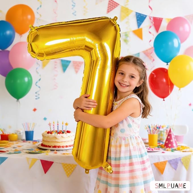 40 inch Number Balloon 0-9 Gold Large Number 7 Balloons, Digital Balloons - Image 2