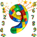 32 Inch Stackable Block Number Balloon – Colorful Brick Building Themed Big by Unknown