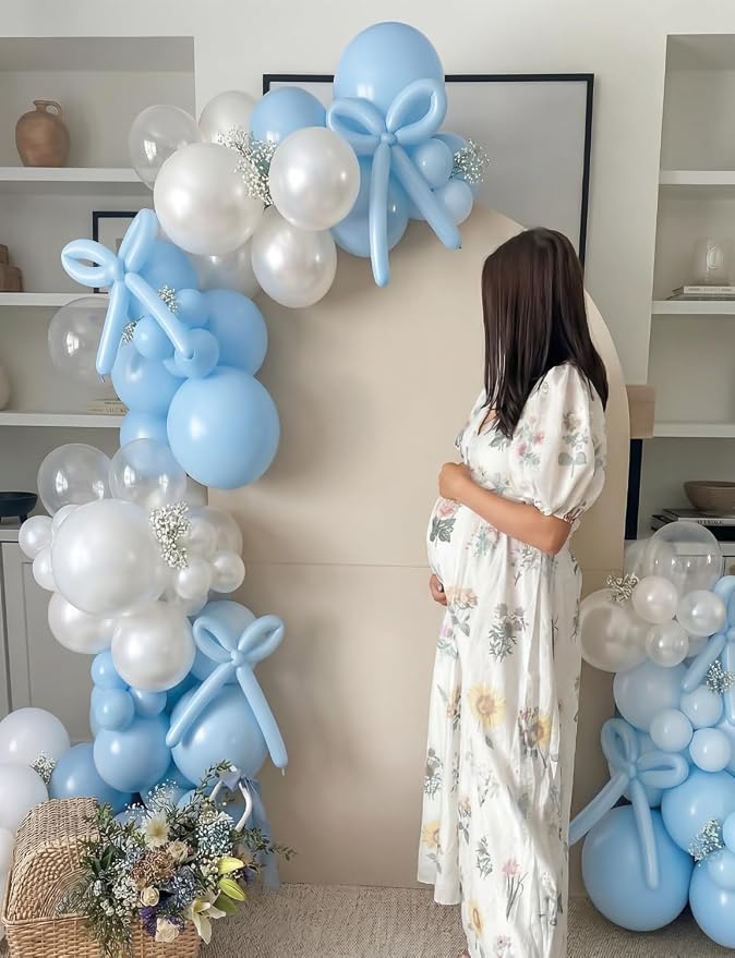 Light Blue and White Balloons, Photo Backdrop | 50PCS 12 Inch Blue and White - Image 7