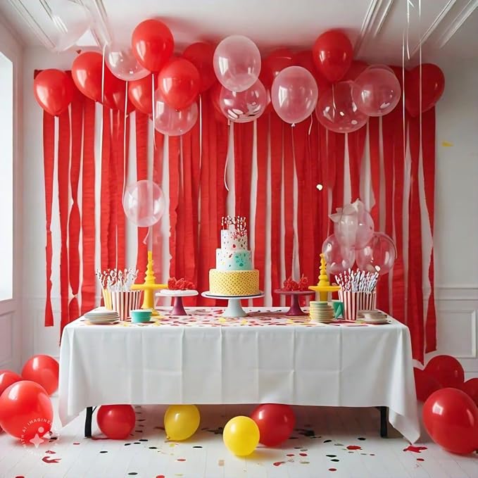 4 Red Streamers, 328ft Pack of Crepe Paper Party Decorations | Each roll is 82 - Image 2