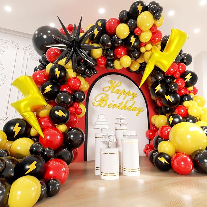 Red Black Yellow Balloons Garland Arch Kit by Unknown