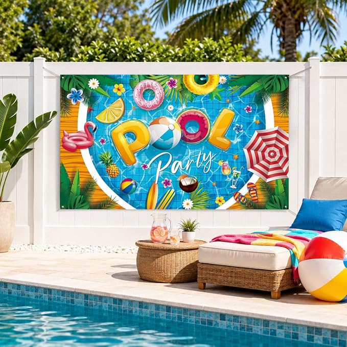 Pool Party Banner Pool Party Decorations Large 71 * 43 Inch Summer Party - Image 6